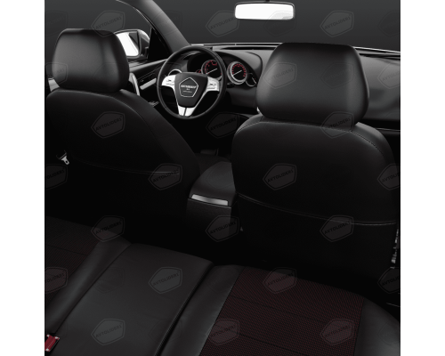 Универсальные чехлы AVTOLIDER1, Красный Жаккард / Чёрная Экокожа, Артикул: UKK31-0105 Фото