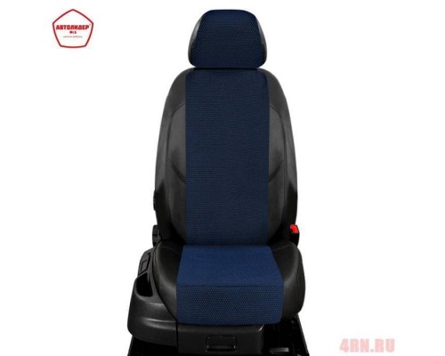 Чехлы на сиденья АвтоЛидер для Chevrolet Orlando (2010-2015) Черные креп, синяя точка жаккард Артикул CH03-0802-JK5 Фото