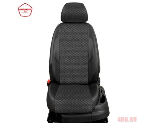 Чехлы на сиденья АвтоЛидер для Nissan Almera (2006-2013) Черные квадрат жаккард Артикул NI19-0403-KK8 Фото