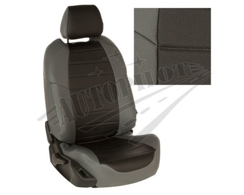 Чехлы на сиденья из экокожи (Серые с черным) для Renault Dokker (5 мест) c 12г. Фото