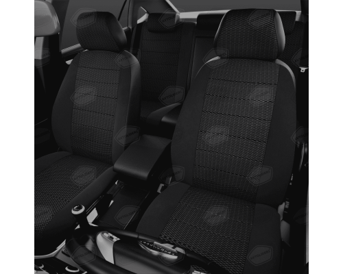 Универсальные чехлы Avtolider, Экокожа+Жаккард Рельсы / Чёрный, Артикул: UJK31-0107 Фото