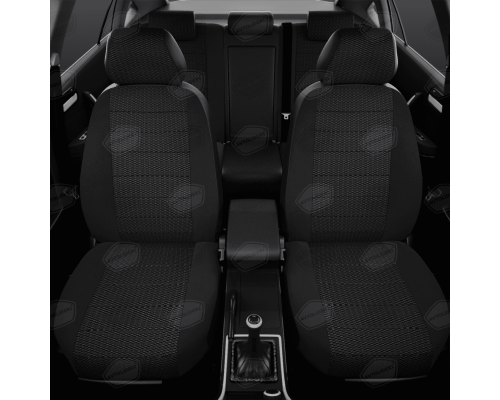 Универсальные чехлы Avtolider, Экокожа+Жаккард Рельсы / Чёрный, Артикул: UJK31-0107 Фото