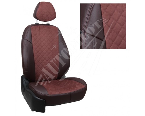 Чехлы на сиденья из алькантары ромб (шоколад) для BMW 5 (E60) седан (сплошн.) с 03-10г. Фото