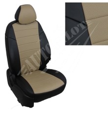 Чехлы на сиденья из экокожи (Черные с темно-бежевым ) для Chevrolet Spark III с 10-16г. и с 20г. (рестайл.)