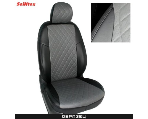 Чехлы на сиденья из экокожи Ромб для Nissan Almera Classic (2006-2013) серые Артикул 90313 Фото