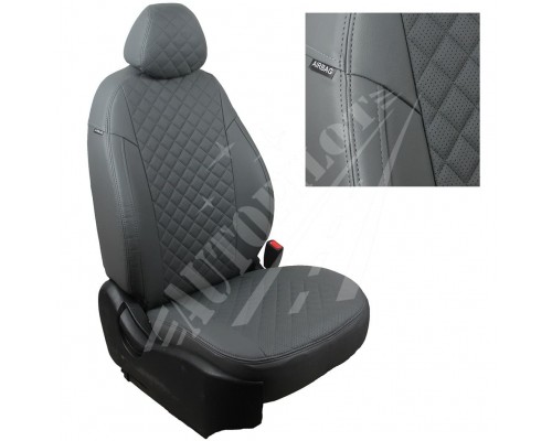 Чехлы на сиденья, рисунок ромб (серые) для Renault Sandero II (с подушками безопасности) с 14г. Фото