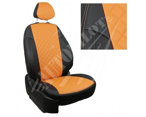 Чехлы на сиденья, рисунок ромб (Черные с оранжевым) для LADA Granta седан /хэтчб. (сплошная) Фото