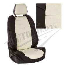 Чехлы на сиденья из экокожи (Черные с белым) для Honda Civic IX седан c 12-16г.