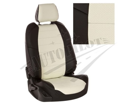 Чехлы на сиденья из экокожи (Черные с белым) для Honda Civic IX седан c 12-16г. Фото