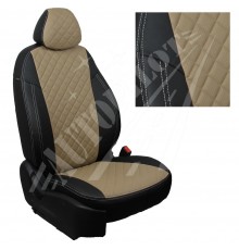 Чехлы на сиденья, рисунок ромб (Черные с темно-бежевым ) для Toyota Corolla седан c 07-13г.