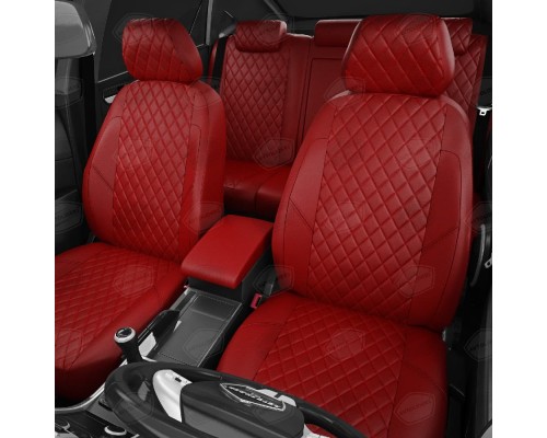 Чехлы на сиденья АвтоЛидер для Nissan Tiida (2015-2018) красный Артикул AU01-0210-AU01-0302-EC30-R-red Фото