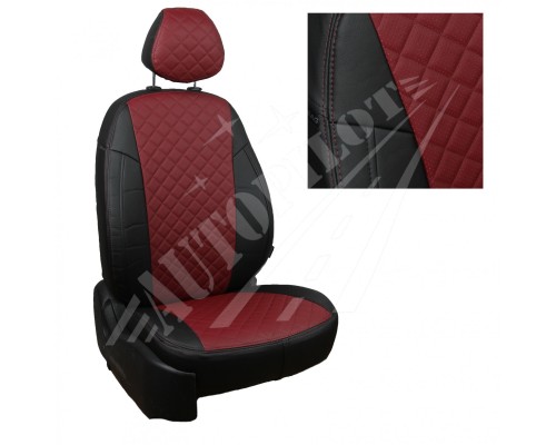Чехлы на сиденья, рисунок ромб (Черные-бордовый) для UAZ Patriot (рестайлинг 2) с 14г. Фото