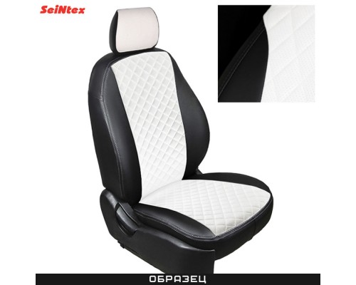 Чехлы на сиденья из экокожи Ромб для Renault Kaptur (2016-2023) 40/60, белые Артикул 91815 Фото