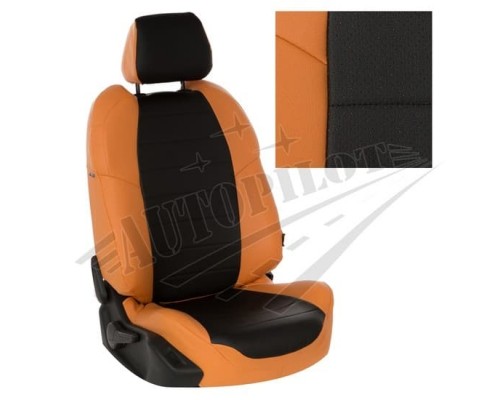 Чехлы на сиденья из экокожи (оранжевый с черным) для Datsun on-Do (40/60) Фото