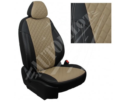 Чехлы на сиденья, рисунок ромб (Черные с темно-бежевым ) для Nissan X-Trail T32 с 15г. Фото