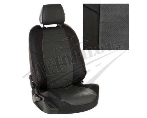Чехлы на сиденья из экокожи (черные с темно-серым) для Honda Civic IX седан c 12-16г. Фото
