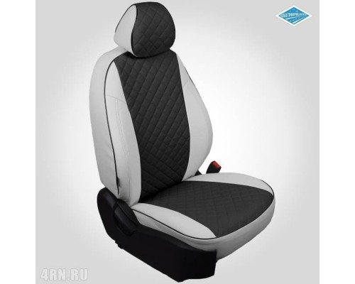 Чехлы на сиденья Автопилот для Mitsubishi Outlander (2012-2022) бело-Черные ромб Артикул mi-ou-o3-bch-r Фото