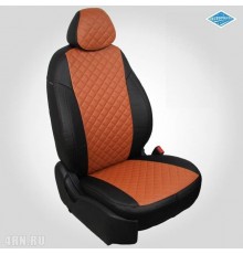 Чехлы на сиденья "Автопилот" для Kia Sportage (2015-2021) черно-оранжевый ромб Артикул ki-sg-s15-cho-r