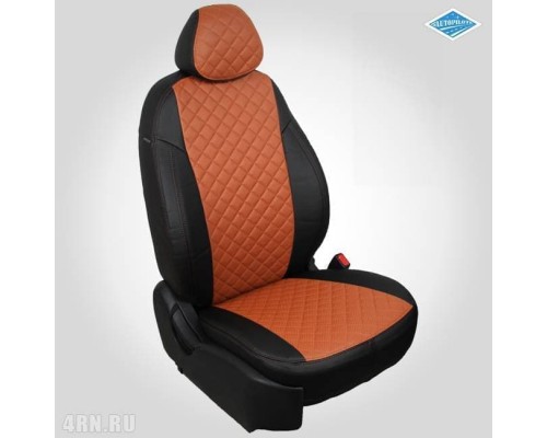 Чехлы на сиденья Автопилот для Kia Sportage (2015-2021) черно-оранжевый ромб Артикул ki-sg-s15-cho-r Фото