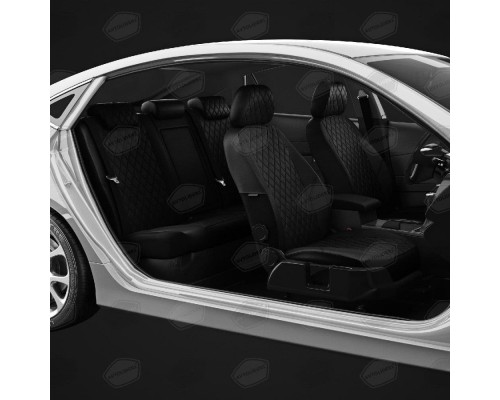 Чехлы на сиденья АвтоЛидер для Renault Sandero (2014-2018) Черные Артикул RN22-0104-RN22-0506-RN22-EC01-R-blk Фото