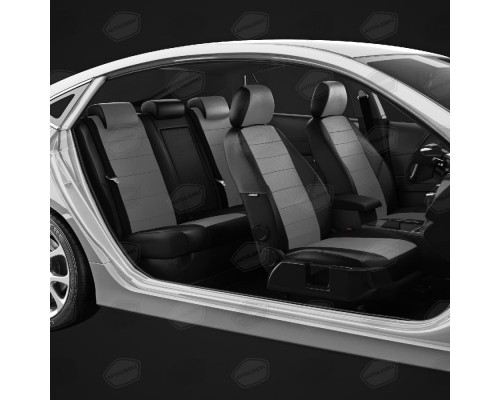 Чехлы на сиденья АвтоЛидер для Renault Logan (2014-2020) черно-Серые Артикул RN22-0102-RN22-0504-RN22-EC02 Фото