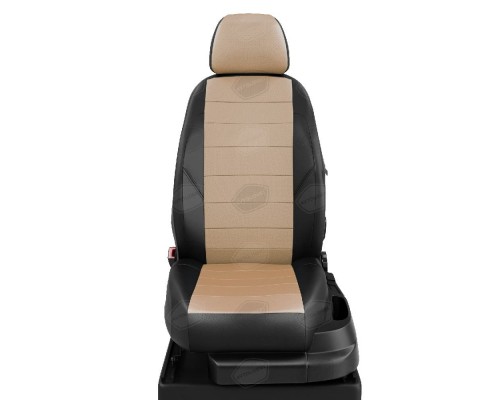 Чехлы на сиденья АвтоЛидер для Volkswagen Transporter T5 (2003-2015) черно-Бежевые Артикул VW28-1340-VW28-1342-EC04 Фото