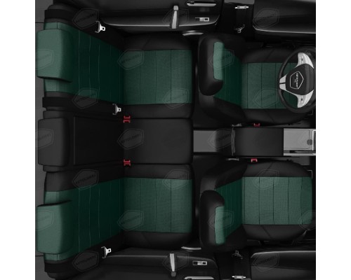 Чехлы на сиденья АвтоЛидер для Ford Kuga (2008-2013) черно-зелёный Артикул FD13-0304-FD13-0801-EC34 Фото