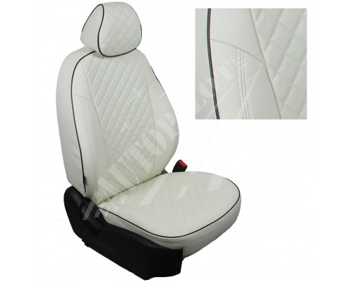 Чехлы на сиденья, рисунок ромб (белые) для Renault Sandero II (с подушками безопасности) с 14г. Фото