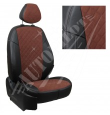 Чехлы на сиденья из алькантары ромб (Черные-шоколад) для Mitsubishi Eclipse Cross c 17г.
