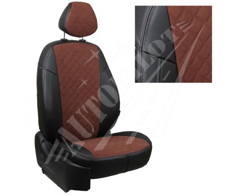 Чехлы на сиденья из алькантары ромб (Черные-шоколад) для Mitsubishi Eclipse Cross c 17г. Фото