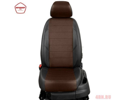 Чехлы АвтоЛидер экокожа для Renault Fluence (2009-2017) Черные, шоколад  Артикул RN22-0903-EC11 Фото