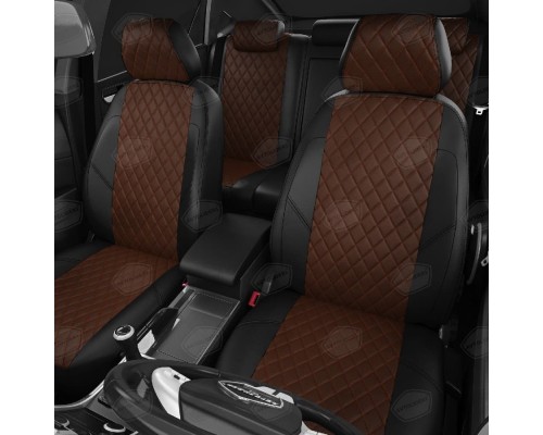 Чехлы на сиденья АвтоЛидер для Mitsubishi Pajero Sport (1998-2008) черно-шоколад  Артикул MI18-1002-MI18-1006-EC11-R-chc-S-blk Фото