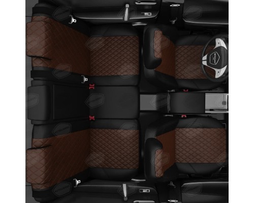 Чехлы на сиденья АвтоЛидер для Mitsubishi Pajero Sport (1998-2008) черно-шоколад  Артикул MI18-1002-MI18-1006-EC11-R-chc-S-blk Фото
