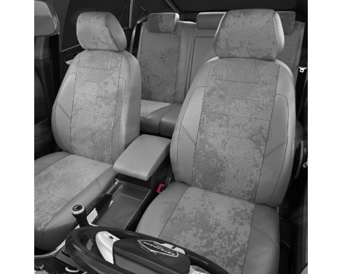 Чехлы на сиденья АвтоЛидер для Volkswagen Transporter T5 (2003-2015) светло-Серые Артикул VW28-1328-VW28-1331-EC15 Фото