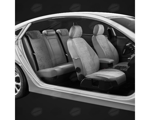 Чехлы на сиденья АвтоЛидер для Volkswagen Transporter T5 (2003-2015) светло-Серые Артикул VW28-1328-VW28-1331-EC15 Фото