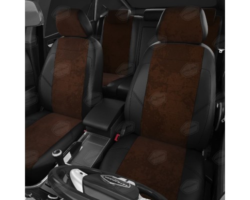 Чехлы на сиденья АвтоЛидер для BMW 1-Серия (F20) (2011-2019) черно-шоколад Артикул BW02-0102-BW02-0104-EC42 Фото