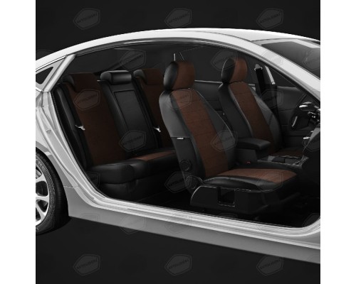 Чехлы на сиденья АвтоЛидер для BMW 1-Серия (F20) (2011-2019) черно-шоколад Артикул BW02-0102-BW02-0104-EC42 Фото