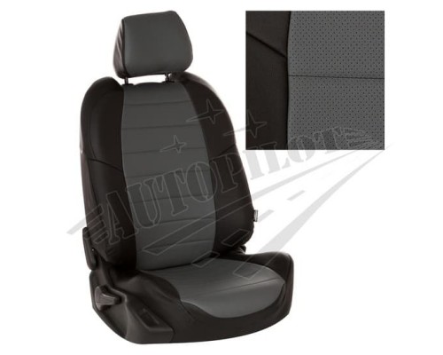 Чехлы на сиденья из экокожи (Черно-Серые) для Toyota Corolla седан c 18г. (с задним подлокотником) комплектация Comfort / Prestige Фото