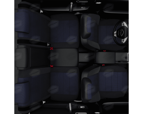 Универсальные чехлы Avtolider, Синий Жаккард / Чёрный, Артикул: UJK31-0104 Фото