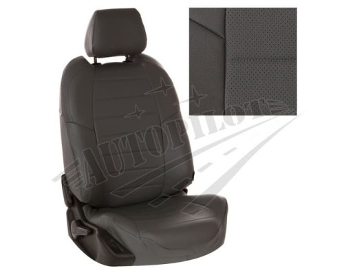 Чехлы на сиденья из экокожи (темно-серые) для Nissan Tiida (С11) Hb с 04-14г. Фото