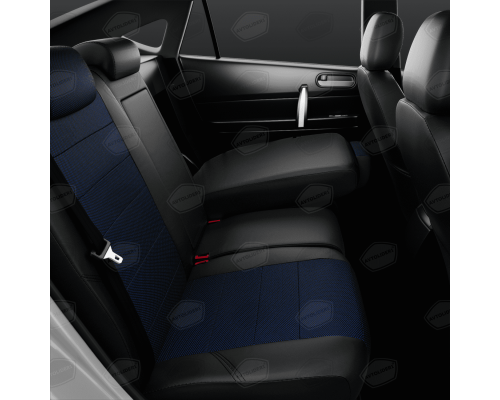 Универсальные чехлы AVTOLIDER1, Синий Жаккард / Чёрная Экокожа, Артикул: UKK31-0104 Фото