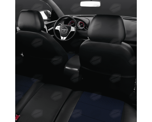 Универсальные чехлы AVTOLIDER1, Синий Жаккард / Чёрная Экокожа, Артикул: UKK31-0104 Фото