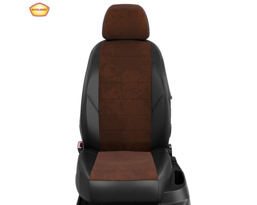Чехлы на сиденья АвтоЛидер для Renault Duster (2021-2023) Черные-шоколад алькантара Артикул RN22-0307-EC42 Фото
