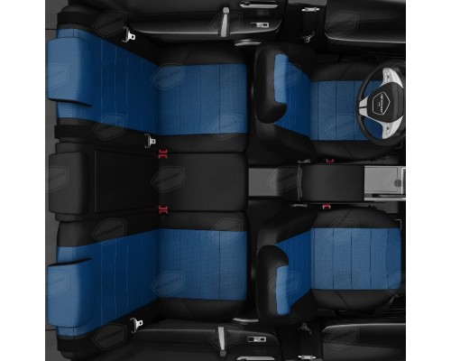 Чехлы на сиденья АвтоЛидер для BMW 1-Серия (F20) (2011-2019) черно-синий Артикул BW02-0102-BW02-0104-EC05 Фото