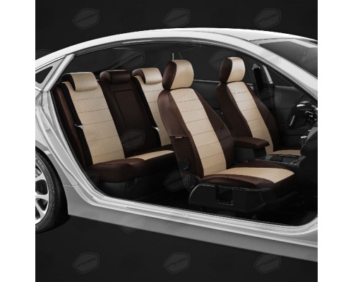 Чехлы на сиденья АвтоЛидер для Chevrolet Captiva (2006-2012) шоколад Бежевые Артикул CH03-0701-OP20-0601-EC22 Фото