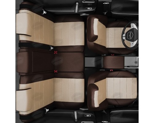 Чехлы на сиденья АвтоЛидер для Chevrolet Captiva (2006-2012) шоколад Бежевые Артикул CH03-0701-OP20-0601-EC22 Фото