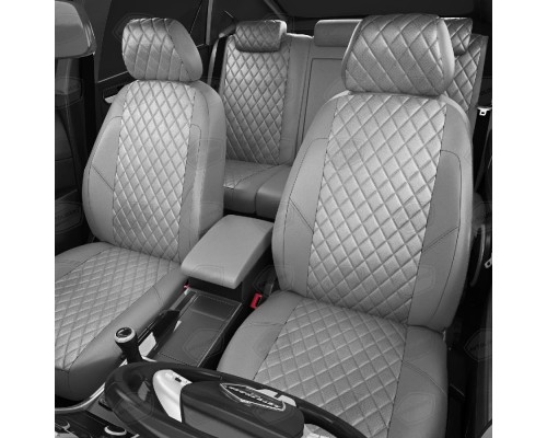 Чехлы на сиденья АвтоЛидер для Renault Logan (2014-2020) светло-Серые Артикул RN22-0102-RN22-0504-RN22-EC23-R-sgr Фото