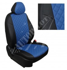 Чехлы на сиденья, рисунок ромб (Черные с синим) для Sandero II (без подушек безопасности) c 14г.