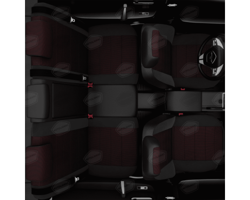 Универсальные чехлы Avtolider, Красный Жаккард / Чёрный, Артикул: UJK31-0105 Фото