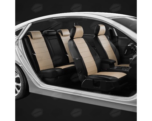 Чехлы на сиденья АвтоЛидер для Mitsubishi Outlander XL (2007-2012) черно-Бежевые Артикул CI04-0401-MI18-0902-PG21-EC04 Фото